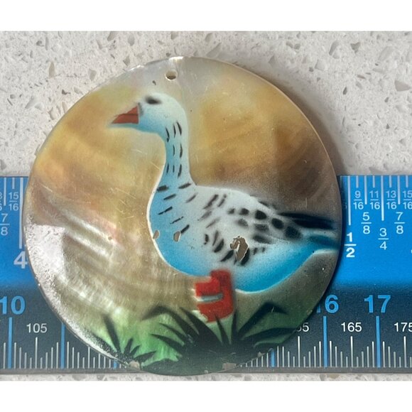 Set Of 3 Hand-Painted Mother Of Pearl Pendants Floral & Duck Designs Decorative - Picture 12 of 16